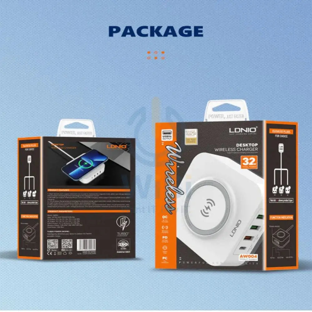 Ldnio 32W Desktop Wireless Fast Charging Station - 32W / PD + QC / White Accessories > Power Adapters
