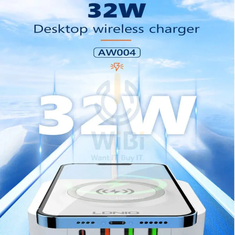 Ldnio 32W Desktop Wireless Fast Charging Station - 32W / PD + QC / White Accessories > Power Adapters