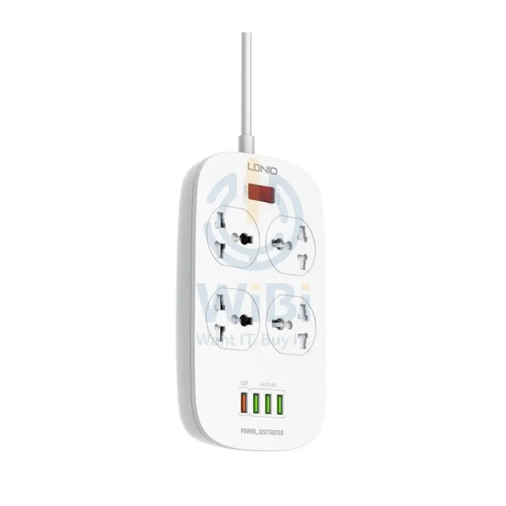 Ldnio 4 Extension Power Socket - 4 Way / USB / 2 Meters / White