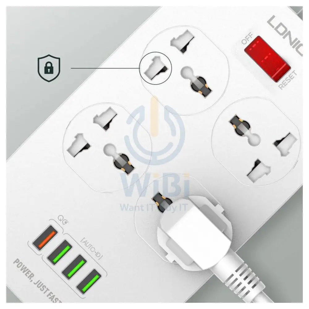 لدنيو 4 تمديد 4 طاقة مقبس - 4 واي / يو اس بي / 2 متر / أبيض