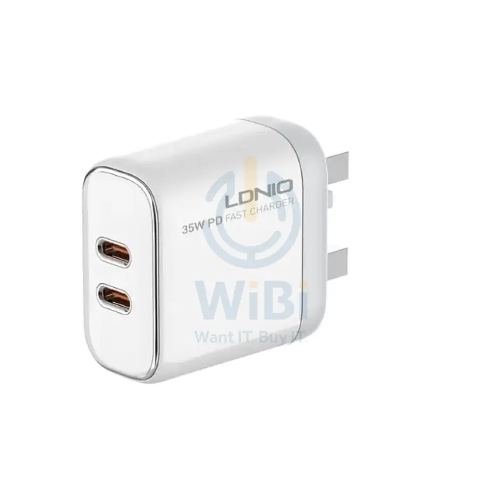 LDNIO Dual Super Fast Charging Adaptor with Cable - 35W / USB-C / White Accessories > Power Adapters