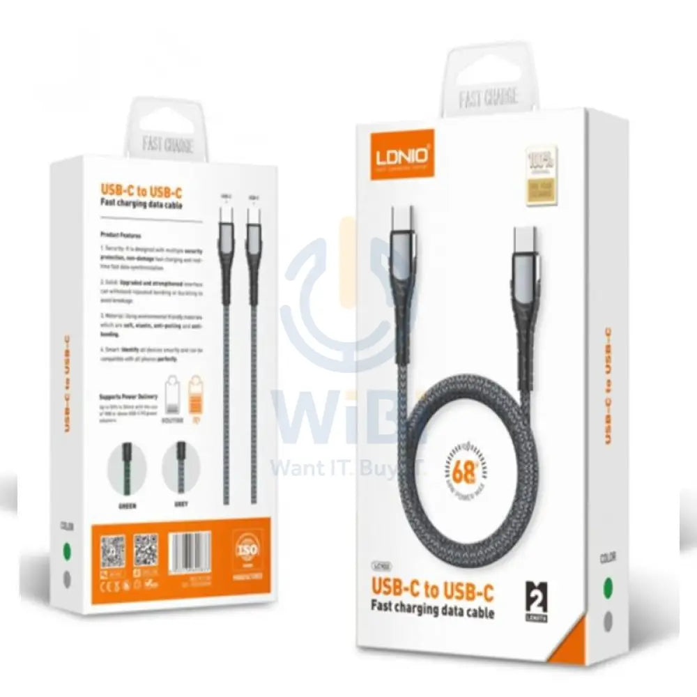 LDNIO LC102 Fast Charging Data Cable - 60W / 2 Meter / Type-C / Black Accessories > Cables & Converters > Cables