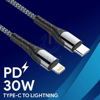 LDNIO LC112 Fast Charging Data Cable - 30W / 2 Meter / Type-C / Lightning / Grey Accessories > Cables & Converters >