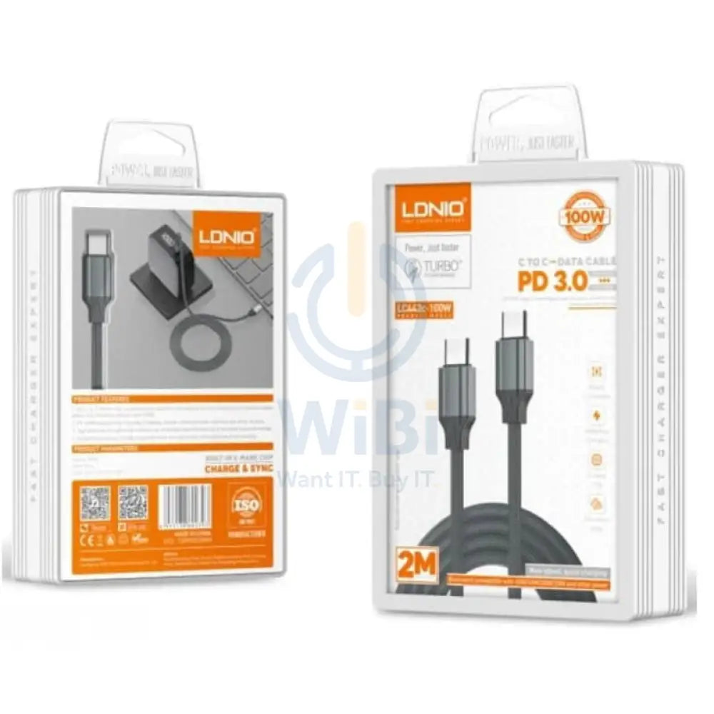 LDNIO LC442C Fast Charging Data Cable 100W / 2 Meter / Type C / Grey Accessories > Cables & Converters > Cables