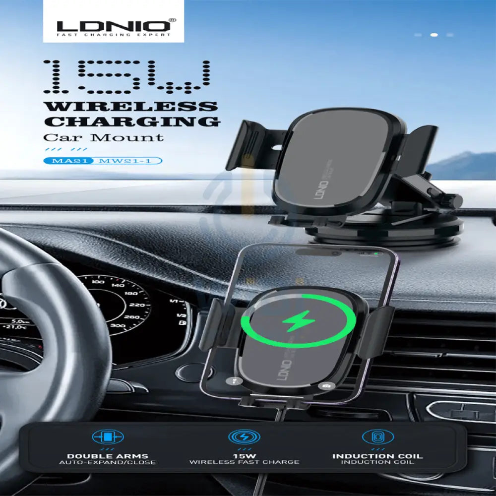 LDNIO MW21-1 Car Mount Wireless Charging - 15W / Black Accessories > Mobiles & Tablets > Mobiles > Car Chargers