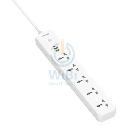 Ldnio Power Strip With USB Charge Ports - 5 Way / USB-A / USB-C / 2500W / White Accessories > Power > Power Protection