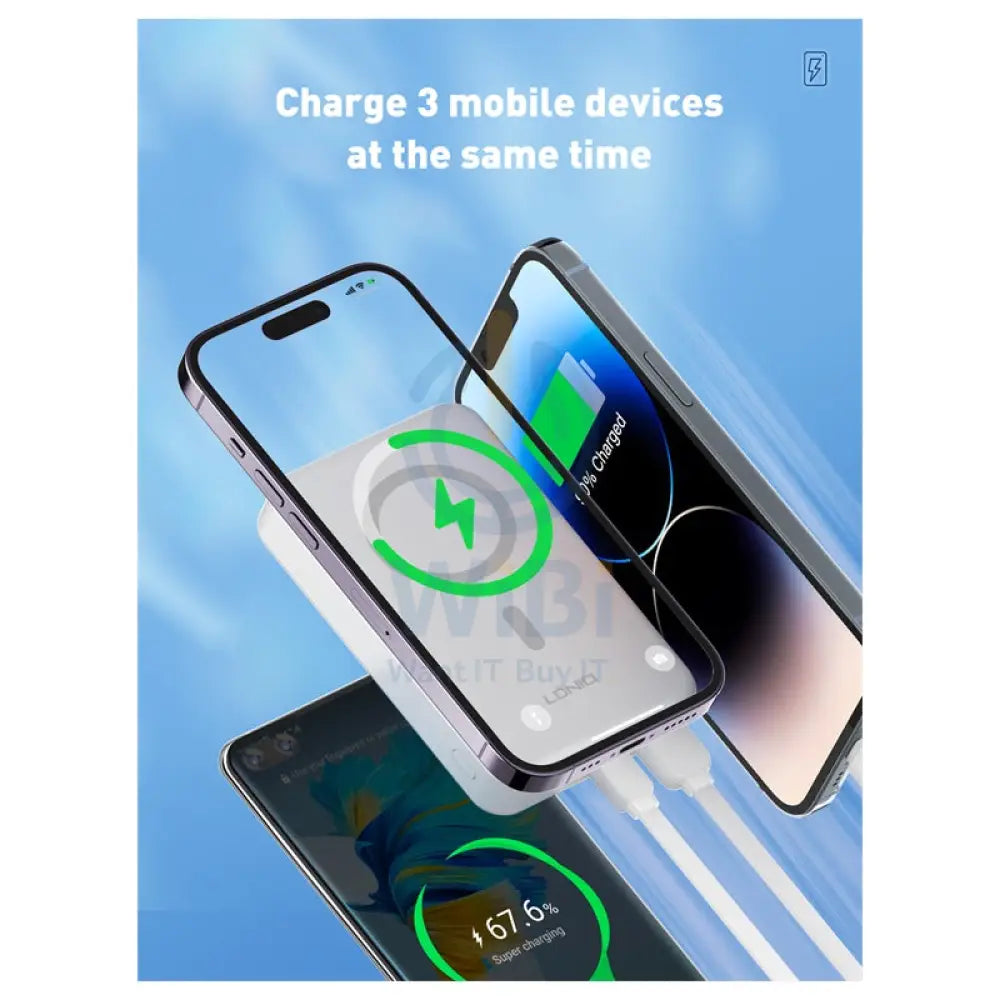 Ldnio PQ16 Magnetic Wireless Power Bank - 10,000mAh / 22.5W / White Accessories > Power Bank