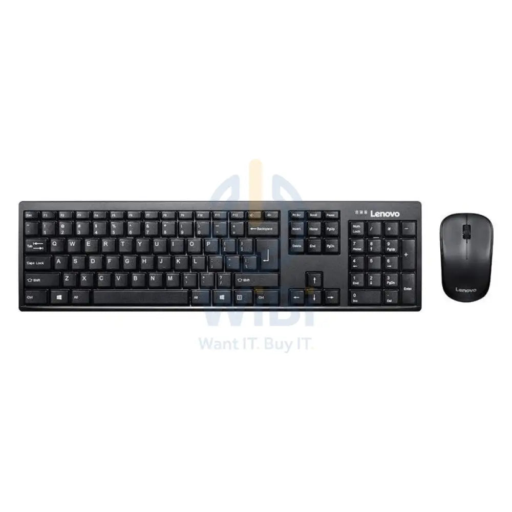Lenovo 100 Wireless Keyboard and Mouse Combo - Wireless / USB Receiver / 1000dpi / English/Arabic / Black - Keyboard & Mouse Combo