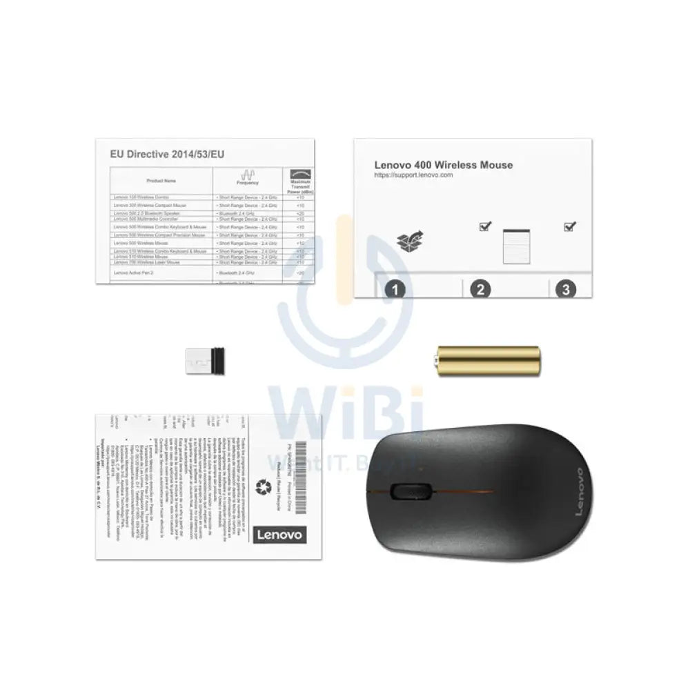 Lenovo 400 Wireless Mouse - 2.4 GHz / Nano USB / Optical / Black - Mouse
