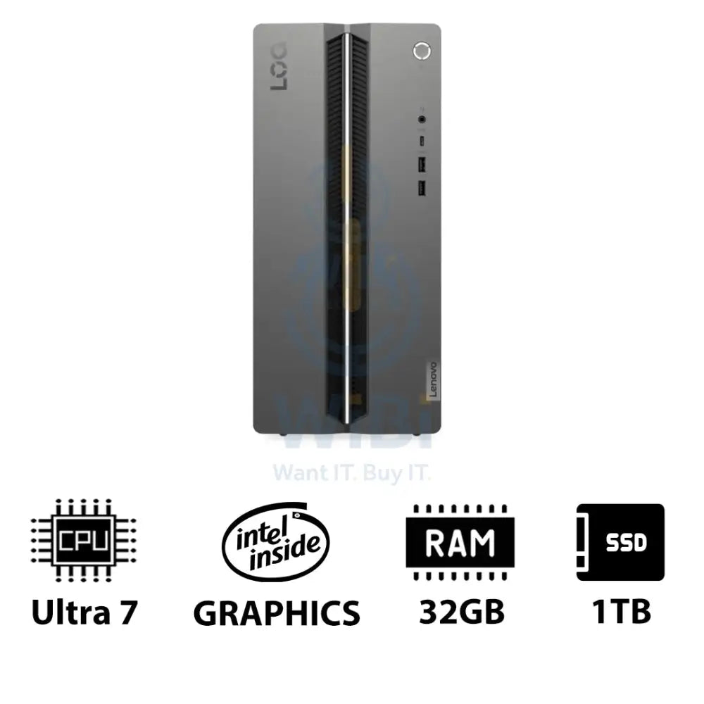 لينوفو برج LOQ 17 برج 17 الجيل 10 - ألترا 7 255HX / 32 جيجابايت / 1 تيرابايت (NVMe م.2 إس إس دي) / GeForce RTX™ 5060 Ti 8 جيجابايت GDDR7 / AI تعزيز فوق