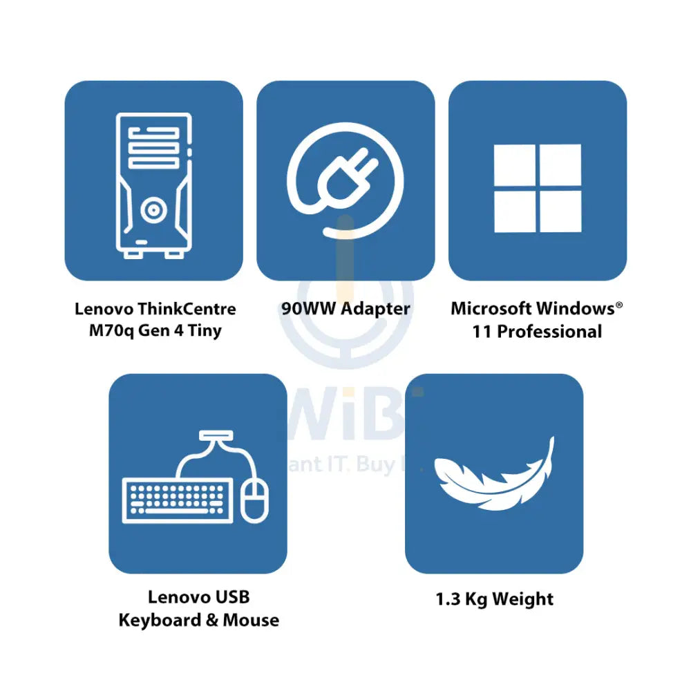 Lenovo ThinkCentre M70q Gen 4 Tiny - i5 / 8GB / 512GB (NVMe M.2 SSD) / Win 11 Pro / 1YW - Desktop Desktop & All-In-One