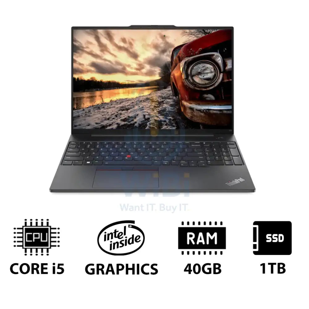 Lenovo ThinkPad E16 Gen 1 - 16.0’’ WUXGA / i5 / 40GB / 1TB (NVMe M.2 SSD) / DOS (Without OS) / Arabic/English / 1YW