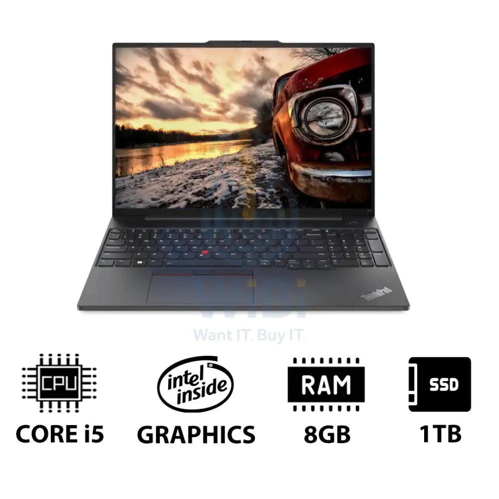 Lenovo ThinkPad E16 Gen 1 - 16.0’’ WUXGA / i5 / 8GB / 1TB (NVMe M.2 SSD) / DOS (Without OS) / Arabic/English / 1YW