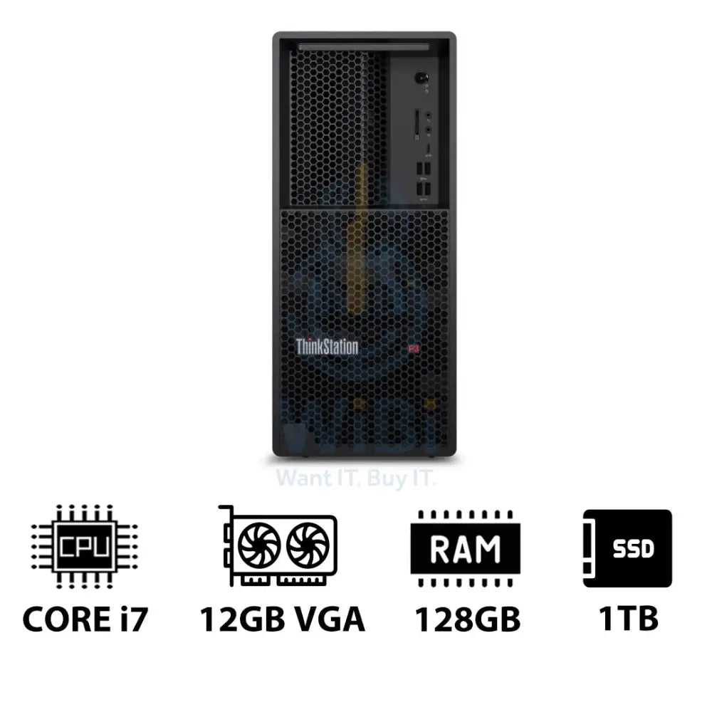 Lenovo ThinkStation P3 Tower - i7-14700 2.1GHz / 20-Cores / 128GB / 1TB (NVMe M.2 SSD) / RTX A2000 12GB VGA / Win 11