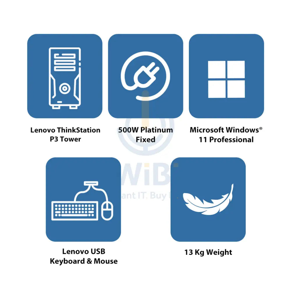 Lenovo ThinkStation P3 Tower - i7-14700 2.1GHz / 20-Cores / 16GB / 512GB (NVMe M.2 SSD) / NVIDIA T400 4GB VGA / Win 11