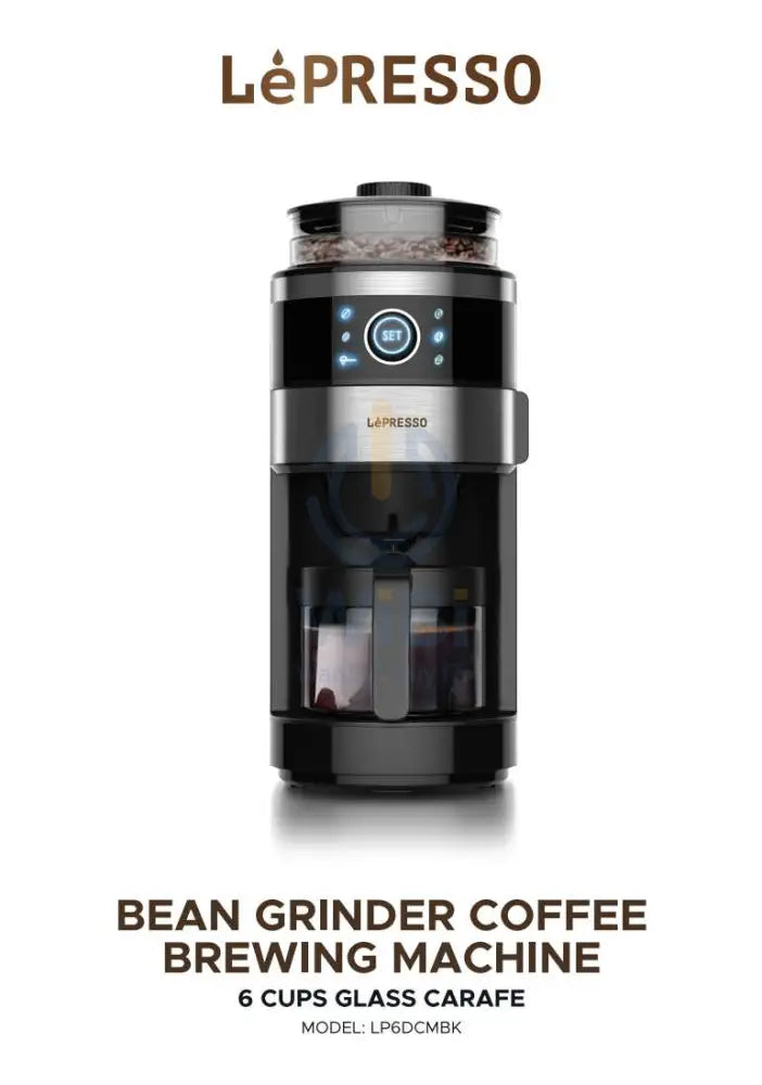 LePresso Bean Grinder Coffee Brewing Machine 6 Cups Glass Carafe 750ml - Black Accessories > Other Accessories