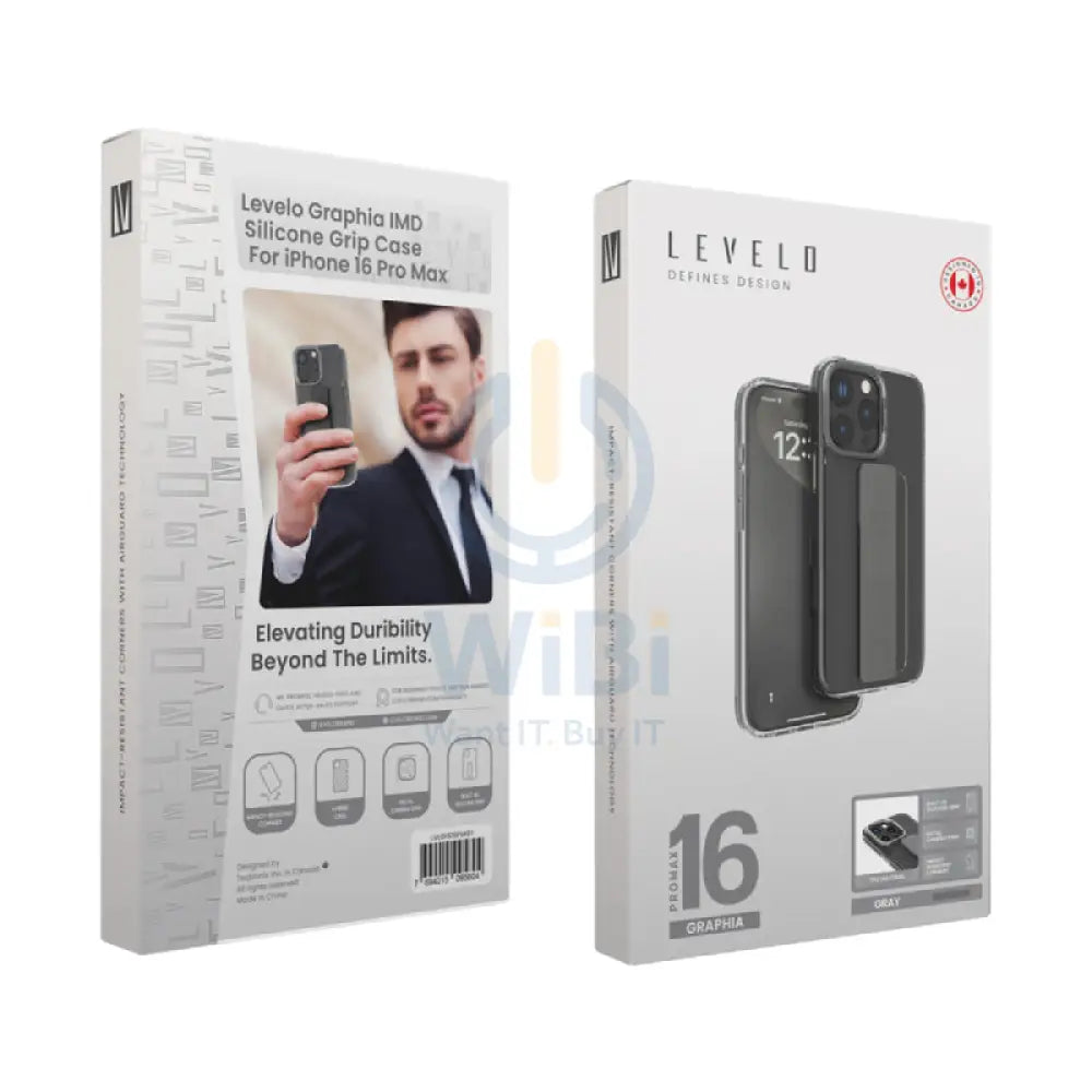 Levelo Graphia IMD Silicone Grip Case - Apple iPhone 16 Pro Max / Gray Accessories > Mobiles & Tablets > Mobiles >