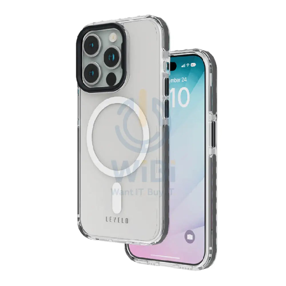 Levelo Magsafe FlexiGuard Transparent Case - iPhone 15 Pro / Black Accessories > Mobiles & Tablets > Mobiles > Covers &