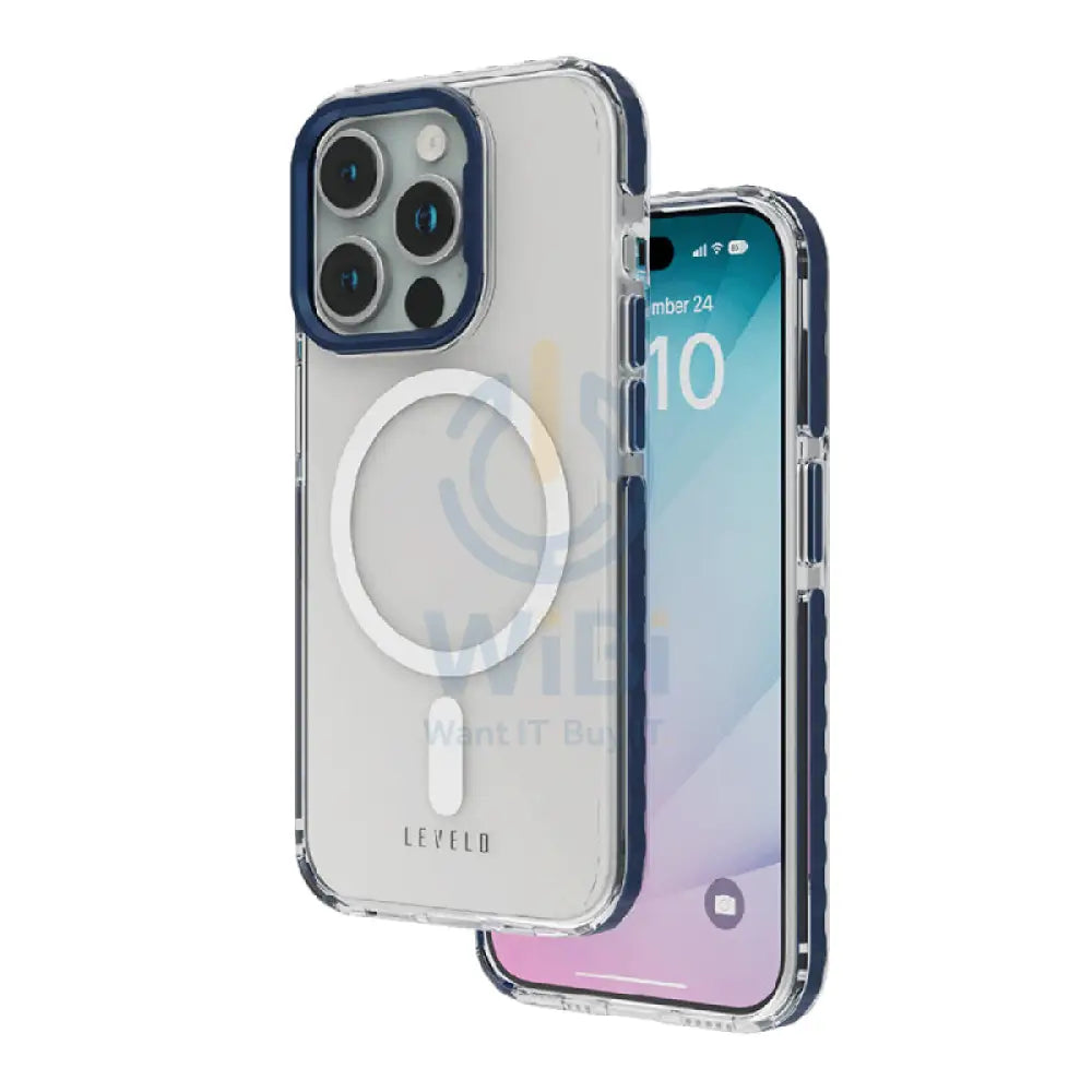 Levelo Magsafe FlexiGuard Transparent Case - iPhone 15 Pro Max / Blue Accessories > Mobiles & Tablets > Mobiles >