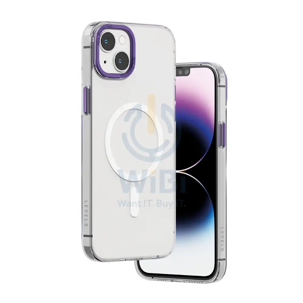 Levelo MagSafe Sensa Clear Back Case iPhone 14 Plus - Clear/Purple Accessories > Mobiles & Tablets > Mobiles > Screen