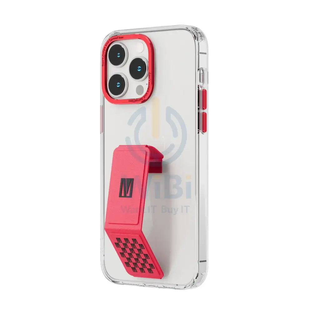 Levelo Morphix Clara Gripstand IMD Clear Back Case - iPhone 14 Pro Max / Red Accessories > Mobiles & Tablets > Mobiles