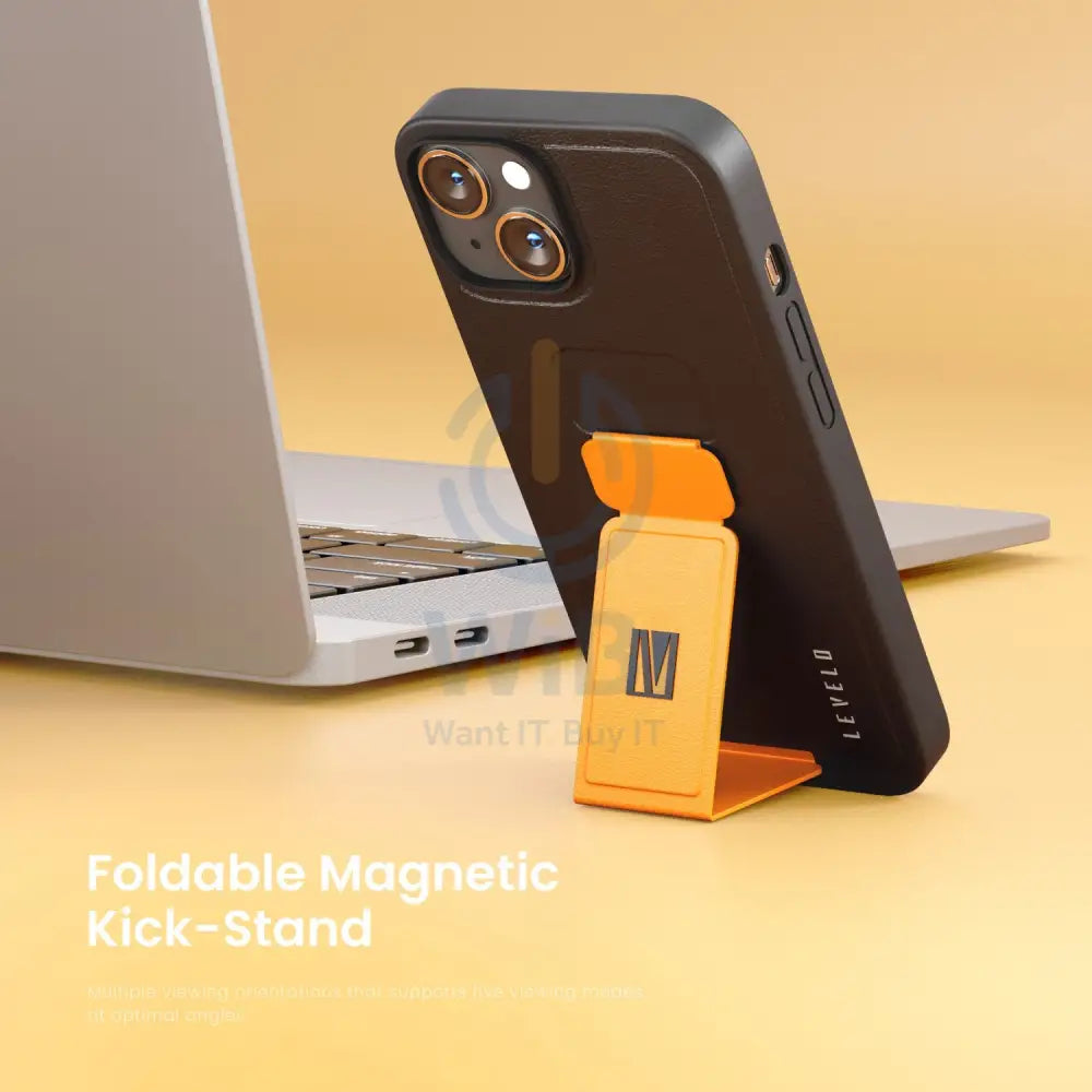 Levelo Morphix Gripstand PU Leather Case - iPhone 14 Pro Max / Orange Accessories > Mobiles & Tablets > Mobiles