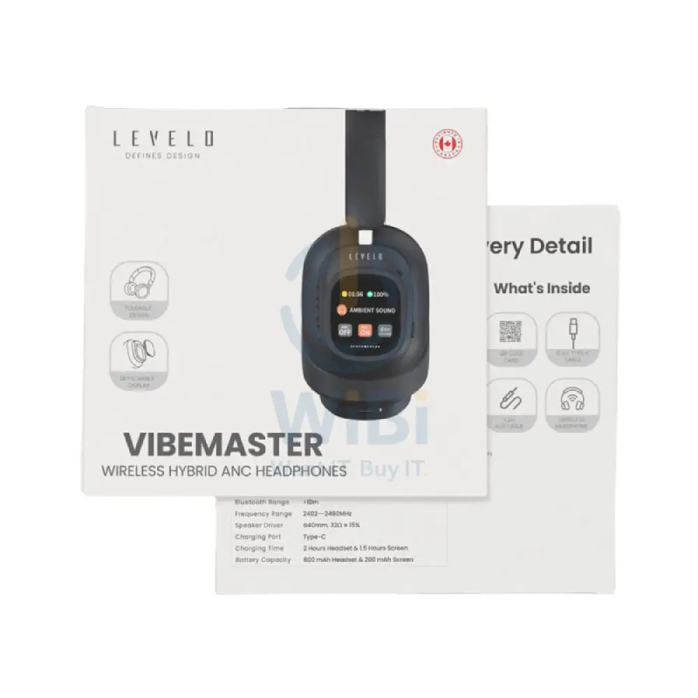 Levelo VibeMaster Wireless Hybrid ANC Headphone - Black Accessories > Audio > Headphones