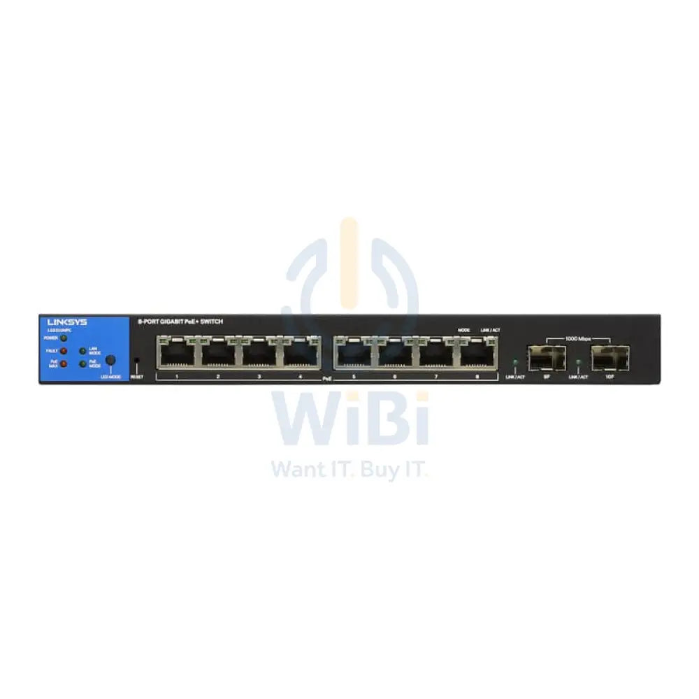 Linksys LGS310MPC - 8-Ports (Ethernet) / 2-Ports (SFP) / Managed / Gigabit / PoE+ / Desktop - Switch