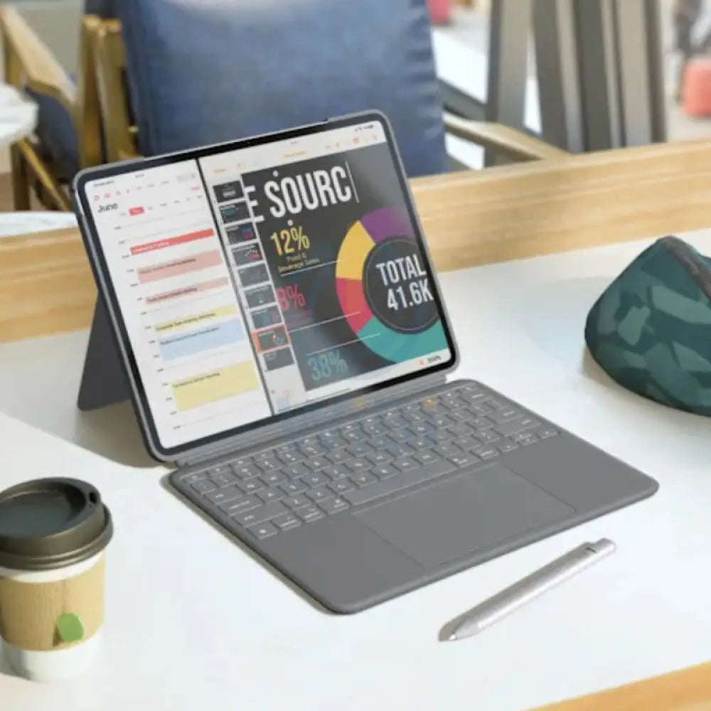 Logitech Combo Touch keyboard Case for iPad Air 13-inch (M2) - Oxford Grey / Arabic Accessories > Mobiles & Tablets >