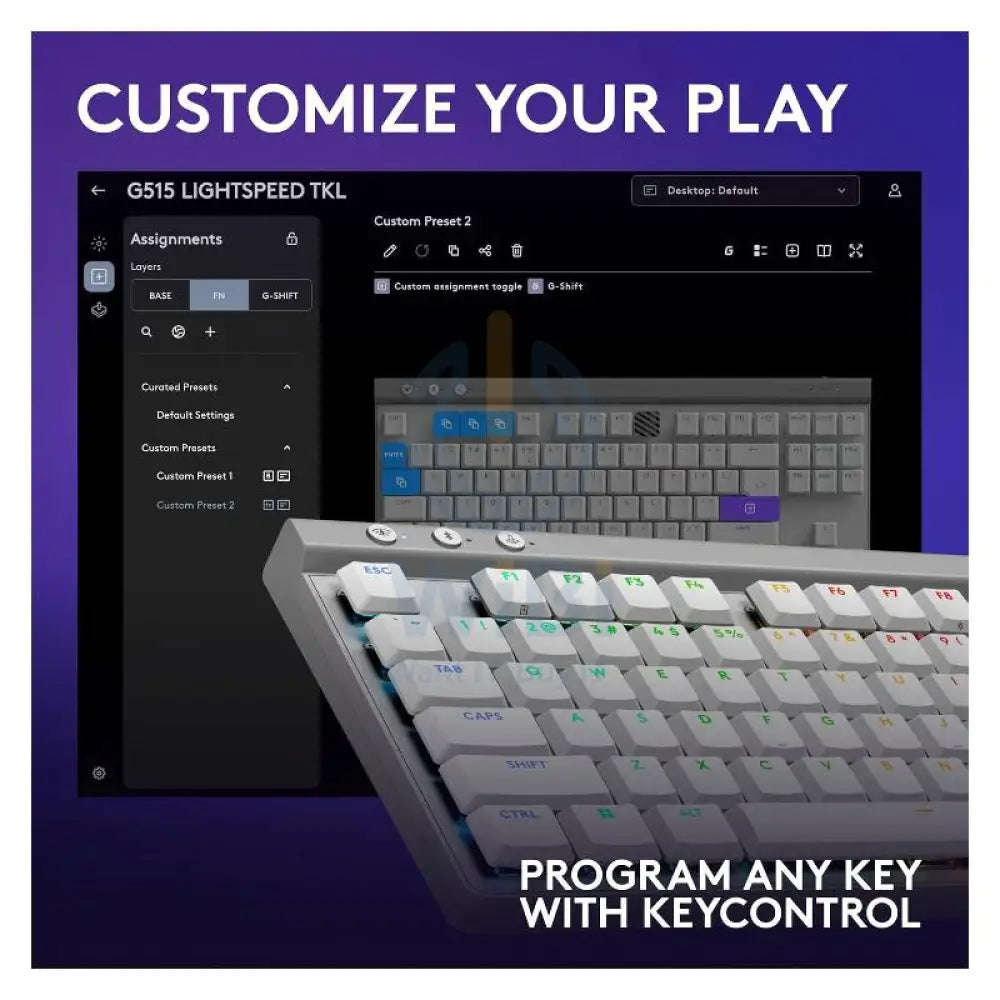 Logitech G515 LIGHTSPEED TKL Mechanical Gaming Keyboard - Wireless / RGB / Tactile / White Accessories > Keyboard &