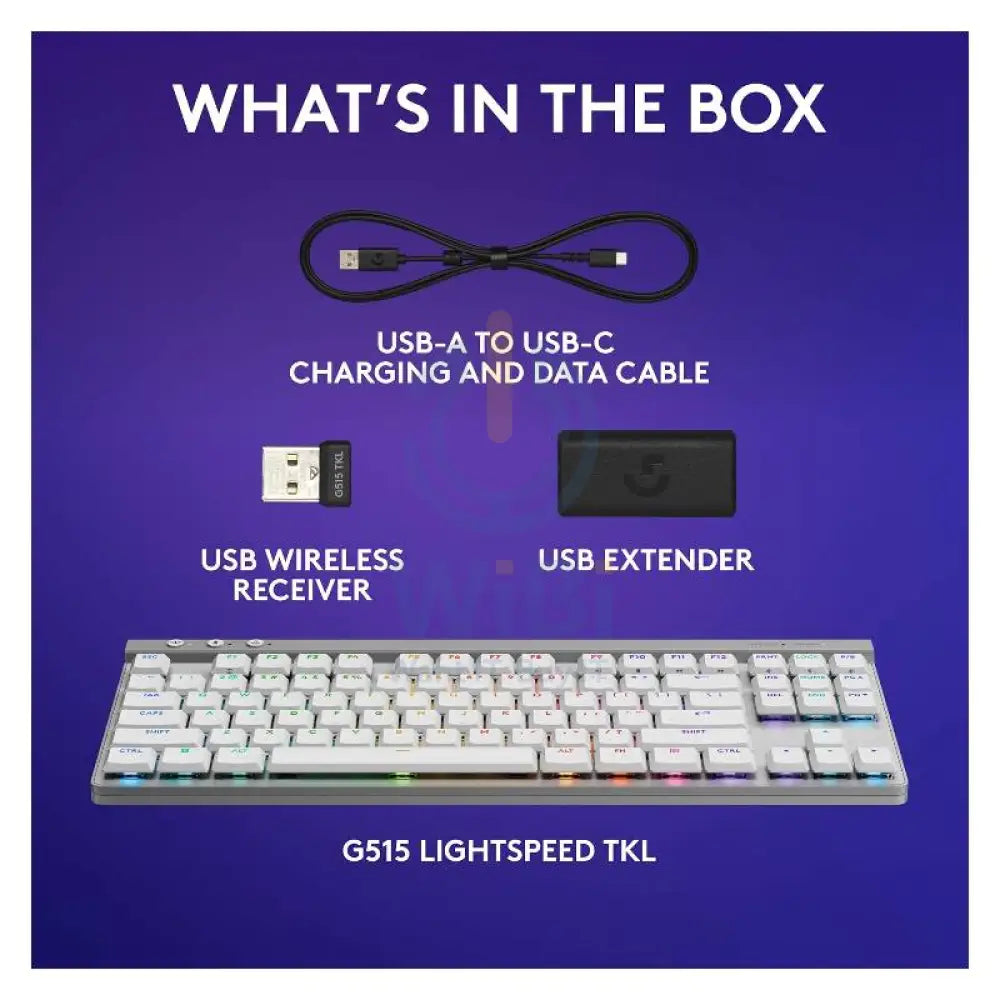 Logitech G515 LIGHTSPEED TKL Mechanical Gaming Keyboard - Wireless / RGB / Tactile / White Accessories > Keyboard &