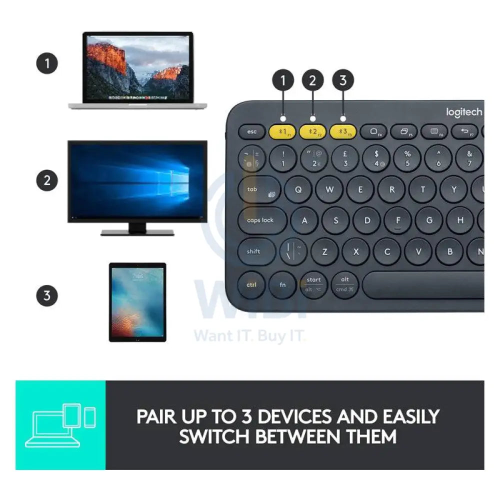 Logitech K380 Multi-Device Keyboard - Bluetooth / Dark Grey - Keyboard Accessories > Keyboard & Mouse