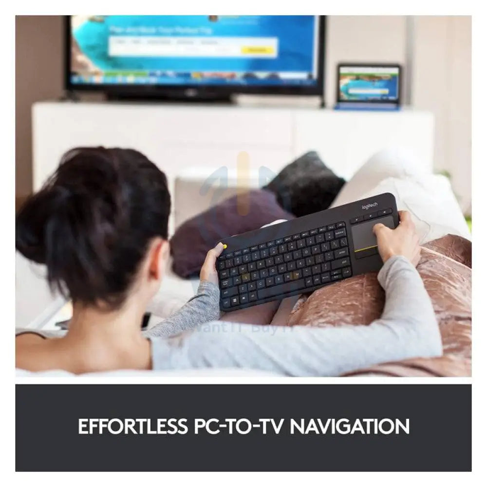 Logitech K400 Plus Wireless Touch Keyboard - 2.40GHz / Up to 10m / Wi-Fi / Black - Keyboard - Cables & Peripherals
