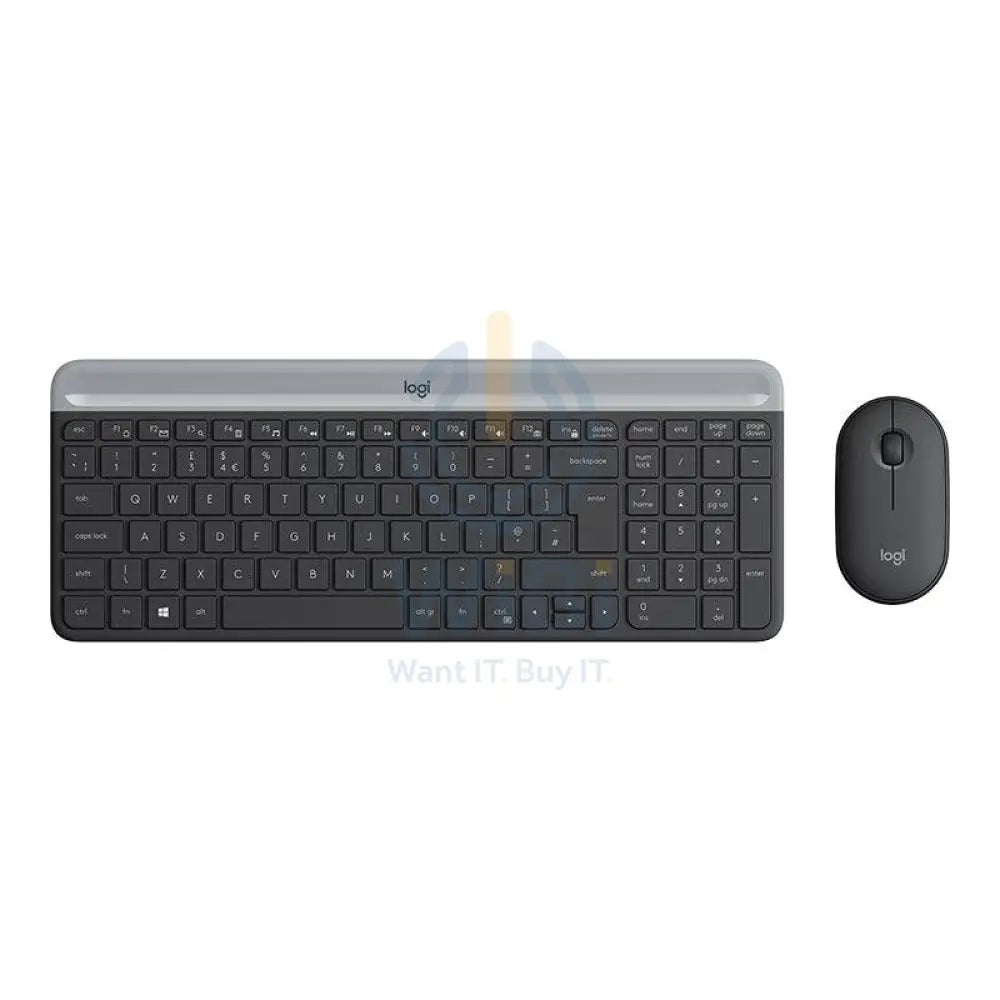 لوجيتيك MK470 MK470 نحيف لاسلكي كومبو - 2.40 جيجا هرتز / فوق إلى 10 م / نانو يو اس بي لاسلكي / جرافيت - لوحة مفاتيح ماوس وكومبو كومبو