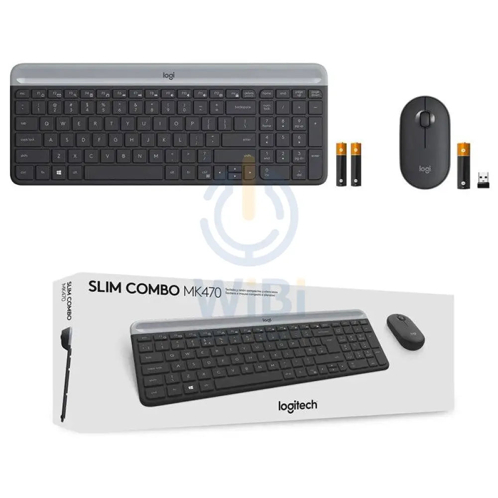 Logitech MK470 Slim Wireless Combo - 2.40GHz / Up to 10m / Nano USB Wireless Receiver / Graphite - Keyboard & Mouse Combo