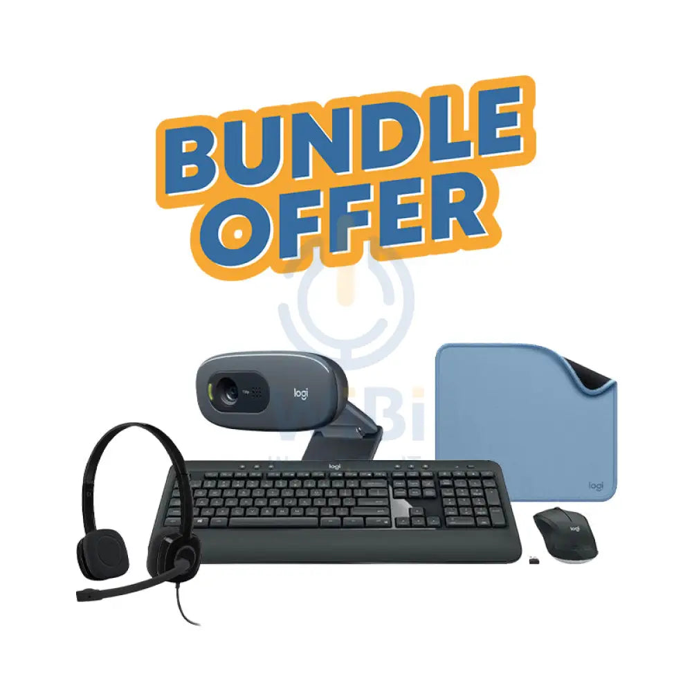 Logitech MK540 Wireless Keyboard & Mouse Combo + Logitech Mouse Pad Studio Series Blue/Grey + Logitech H151 Stereo
