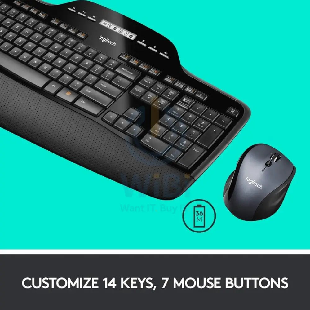 Logitech MK710 Performance Wireless Combo - 2.40GHz / Up to 10m / USB Wireless Receiver / Arb/Eng / Black - Keyboard &