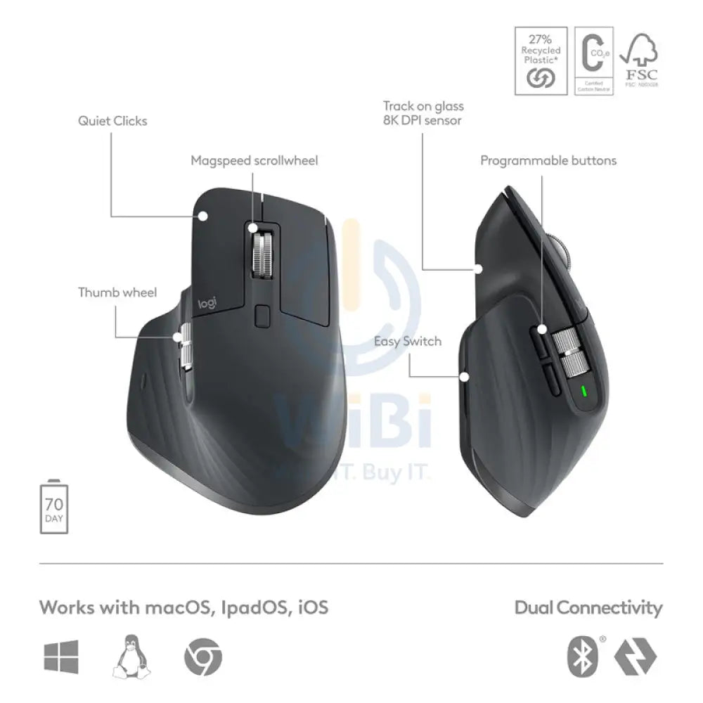 Logitech MX Keys S Keyboard Mouse Combo - Graphite (Eng/Arb) Accessories > Keyboard & Mouse