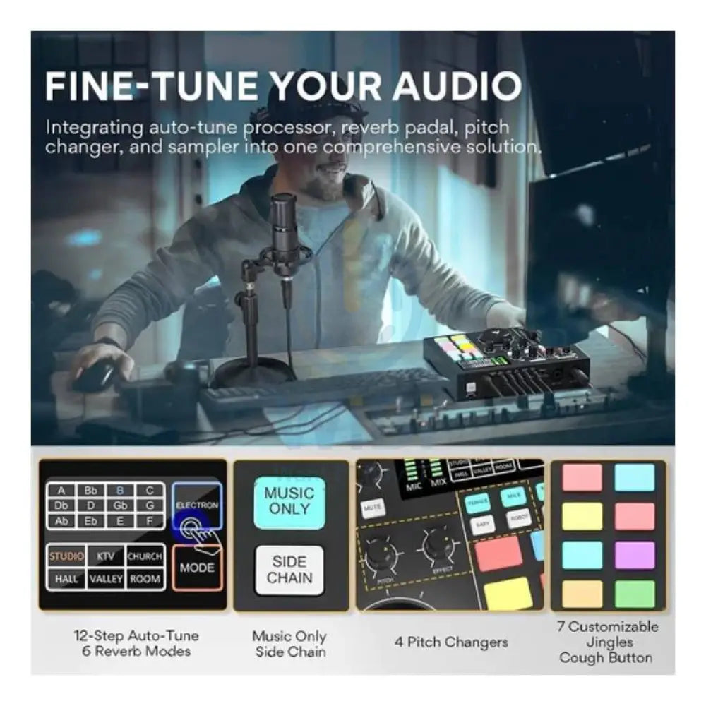Maonocaster AM100 All-In-One Podcast Production Studio - Black Accessories > Audio > Audio Mixer