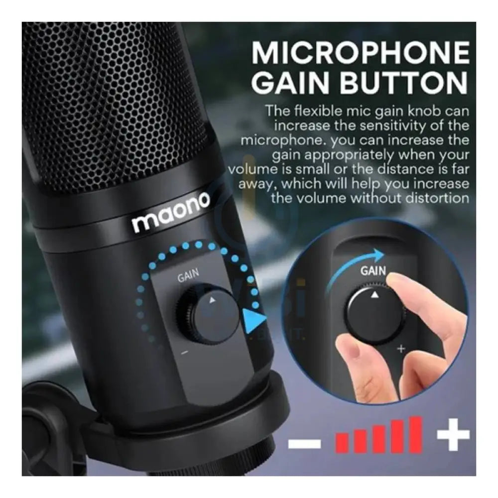 Maonocaster AU-PM461TR USB Gaming Microphone with Mic Gain - Black Accessories > Audio > Microphone