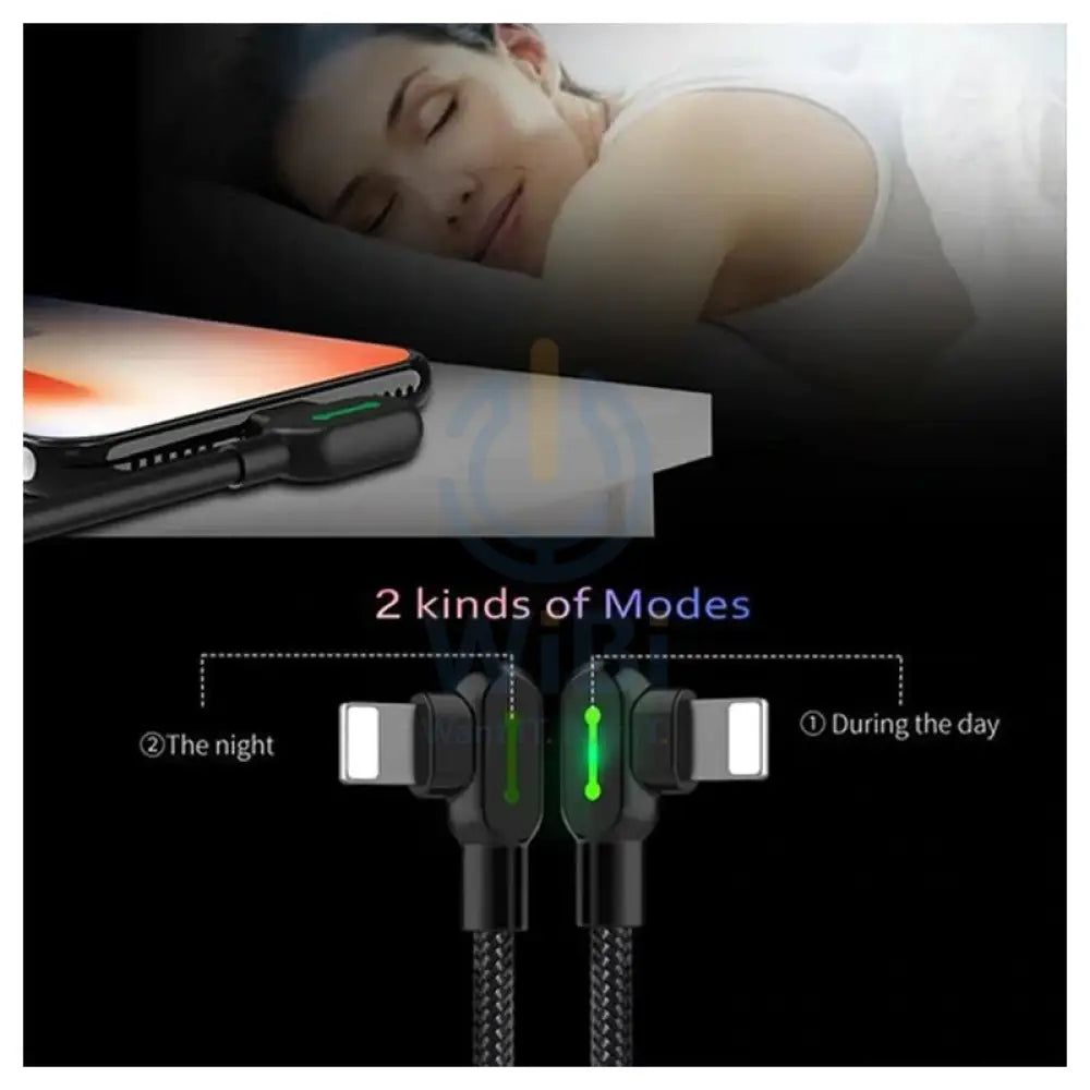 Mcdodo 90 Degree Light Cable Lightning Data Cable - 1.2 Meters / Lightning / Black