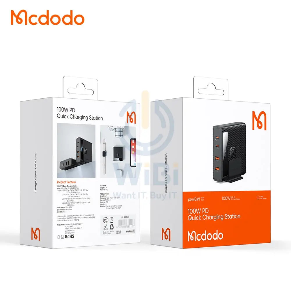 Mcdodo CH-1801 PowiGaN 100W PD Quick Charging Station 2 PD + 2 USB Fast Charging Accessories > Power Adapters > Offer