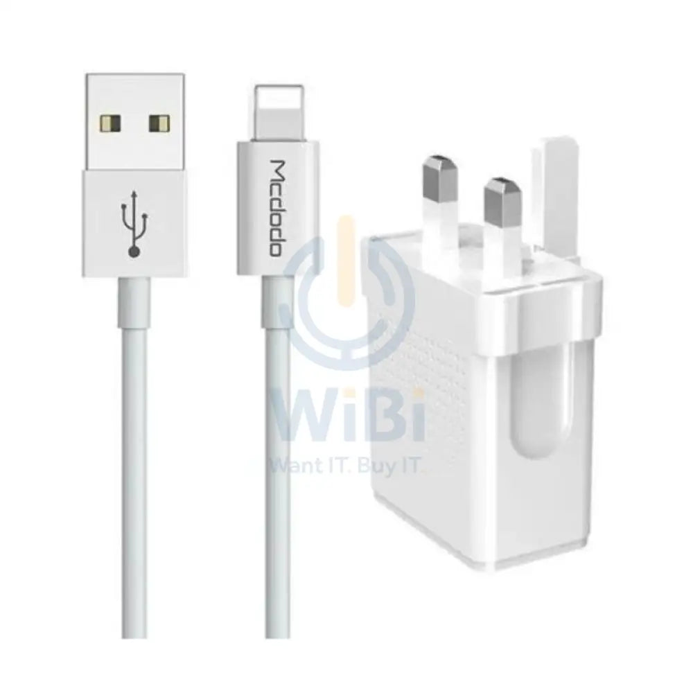 Mcdodo CH5720 Dual USB Travel Charger with Lightning Cable - 2.4A / Lightning / 1 Meter / White Accessories > Power