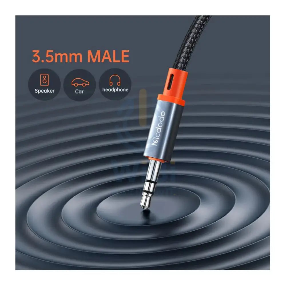 Mcdodo Castle Series AUX Jack Coil Cable - 1.8 Meters / Lightning to 3.5mm / Black