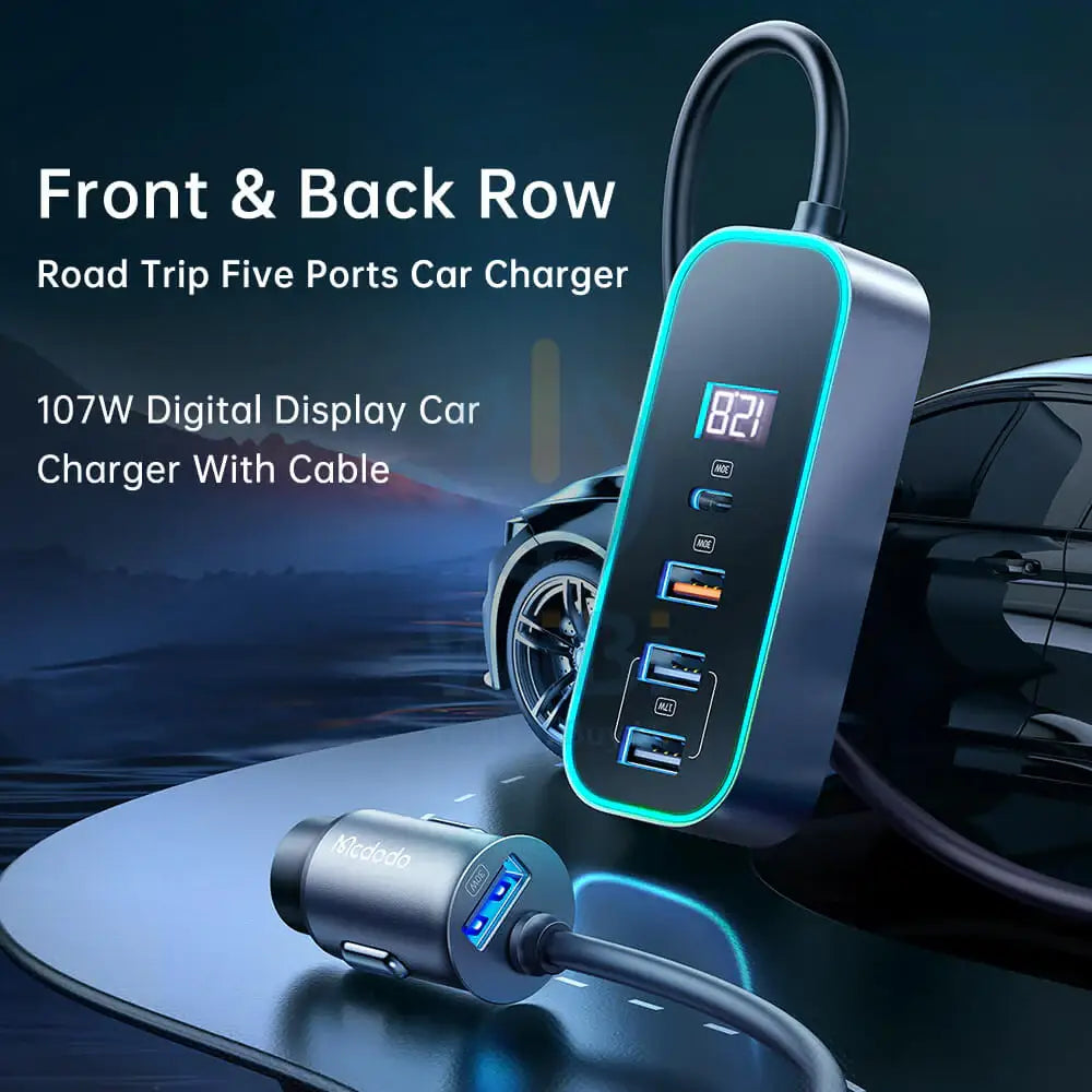 Mcdodo Digital Display Car Charger 5 Ports 107W CC-1900 Accessories > Power Adapters