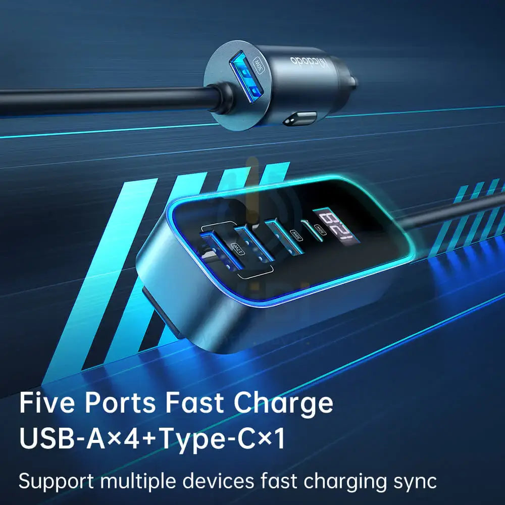 Mcdodo Digital Display Car Charger 5 Ports 107W CC-1900 Accessories > Power Adapters