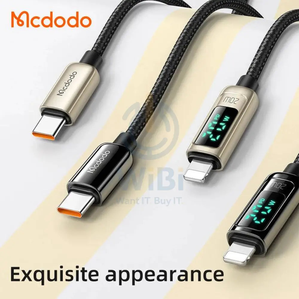 Mcdodo Digital Display Pro USB-C to Lightning Fast Charging Cable - 1.2m / 20W / Black