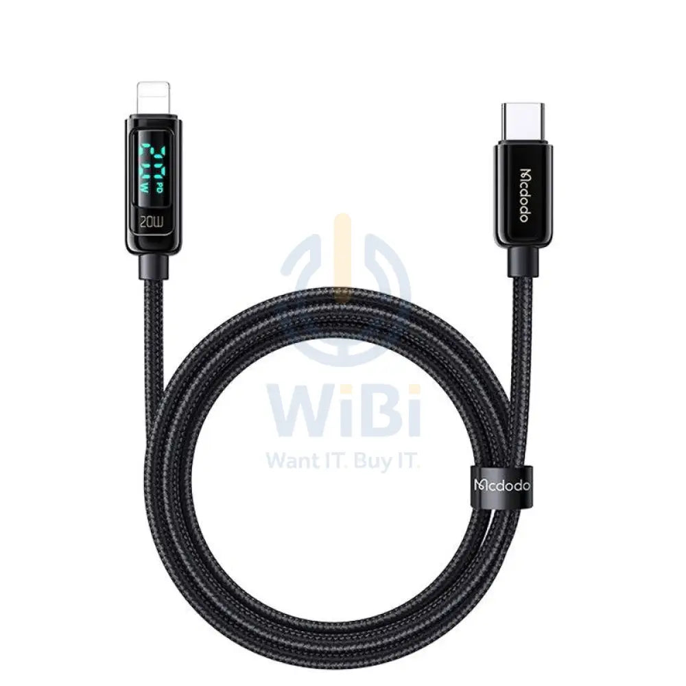 Mcdodo Digital Display Pro USB-C to Lightning Fast Charging Cable - 1.2m / 20W / Black