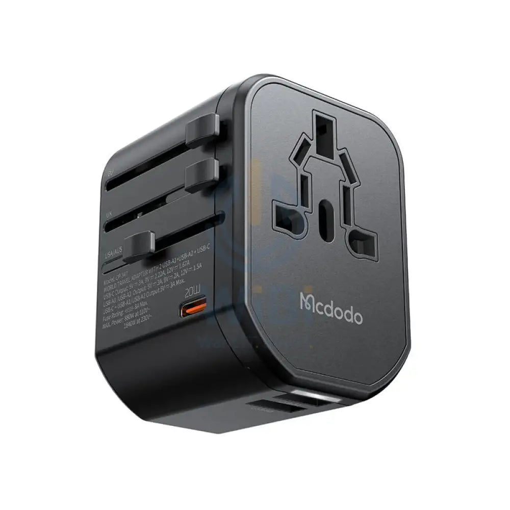 Mcdodo G1 Series 20W Global Travel Power Socket Universal Conversion Adapter - Black Accessories > Power Adapters