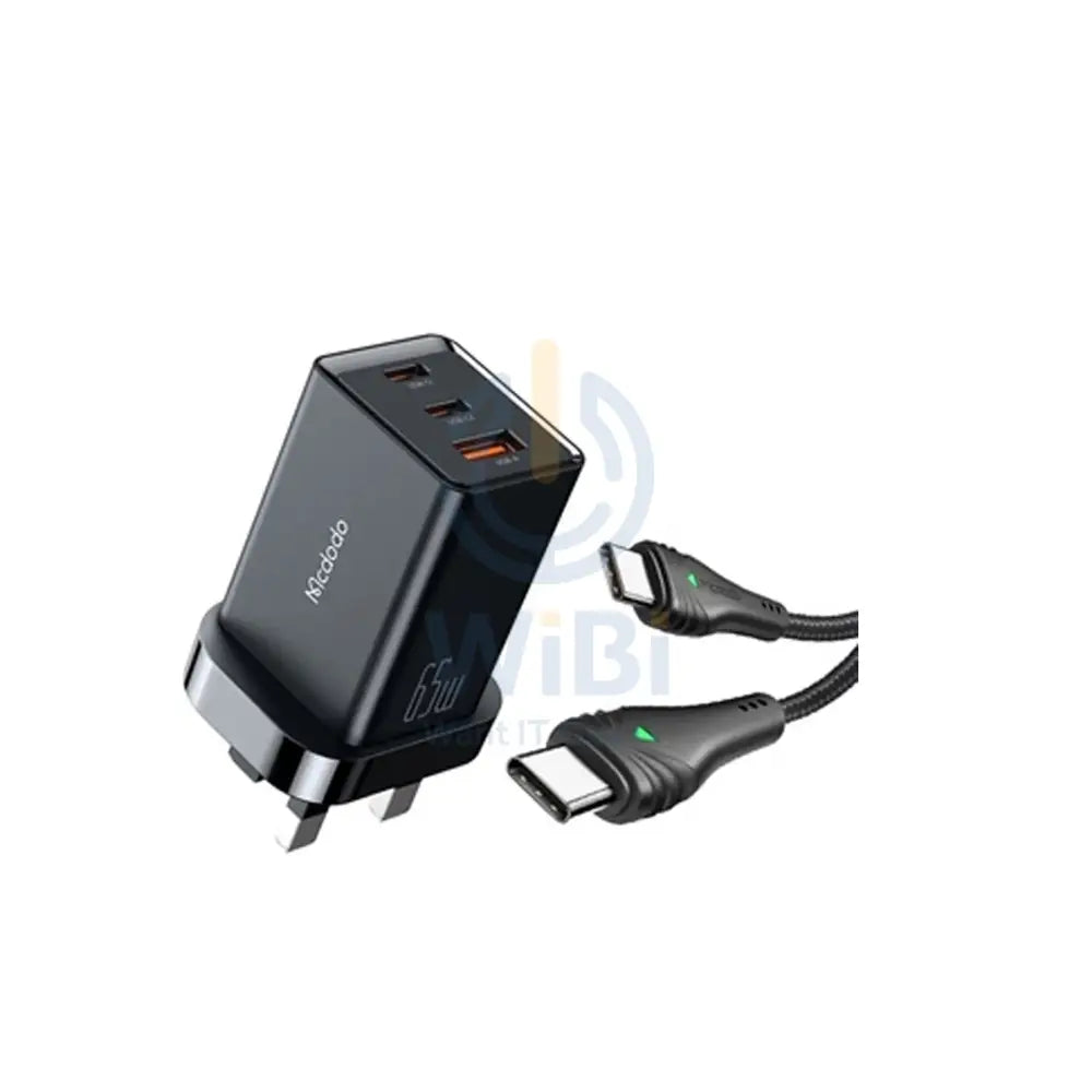 MCDODO GaN 5 Mini 65W Fast Charger with Type-C to Type-C cable set - Black Accessories > Power Adapters